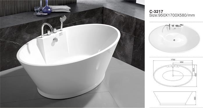 Custom oval freestanding bathtub