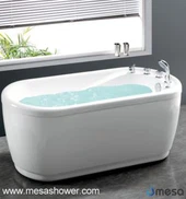 Deep White Stand Alone Bathtub Acrylic Permukaan Pepejal