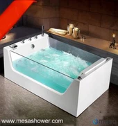 Baru Rectangular Double Glass Sides Whirlpool Massage Bath Tub