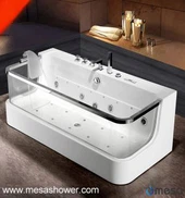 Baru Rectangular Glass Window Whirlpool Massage Bath Tub